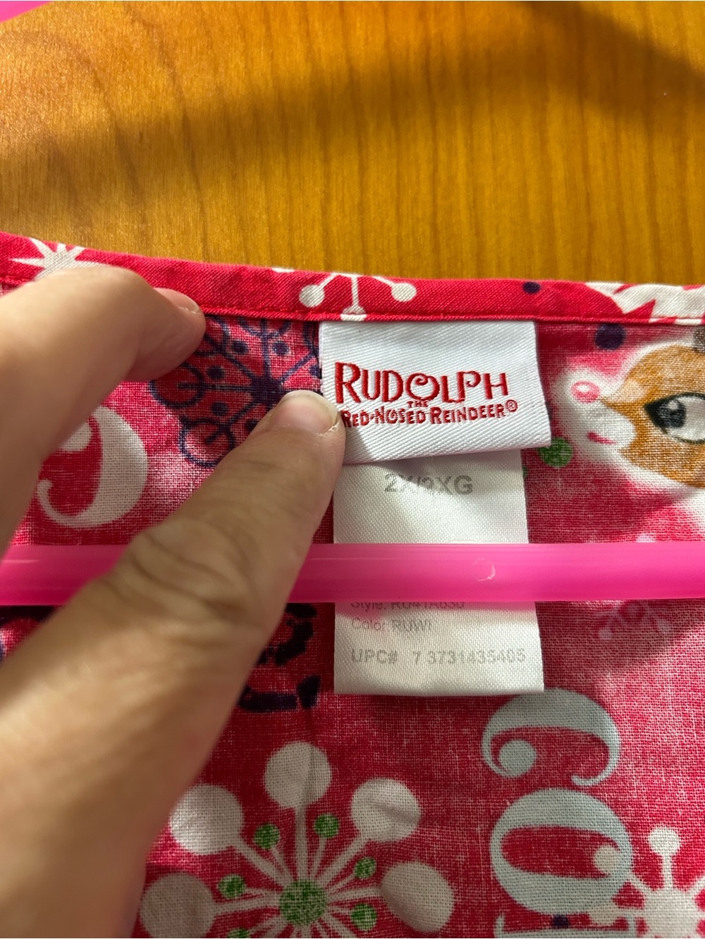 Festive Pink Rudolph the red nose Reindeer scrub top - Picture 3 of 5